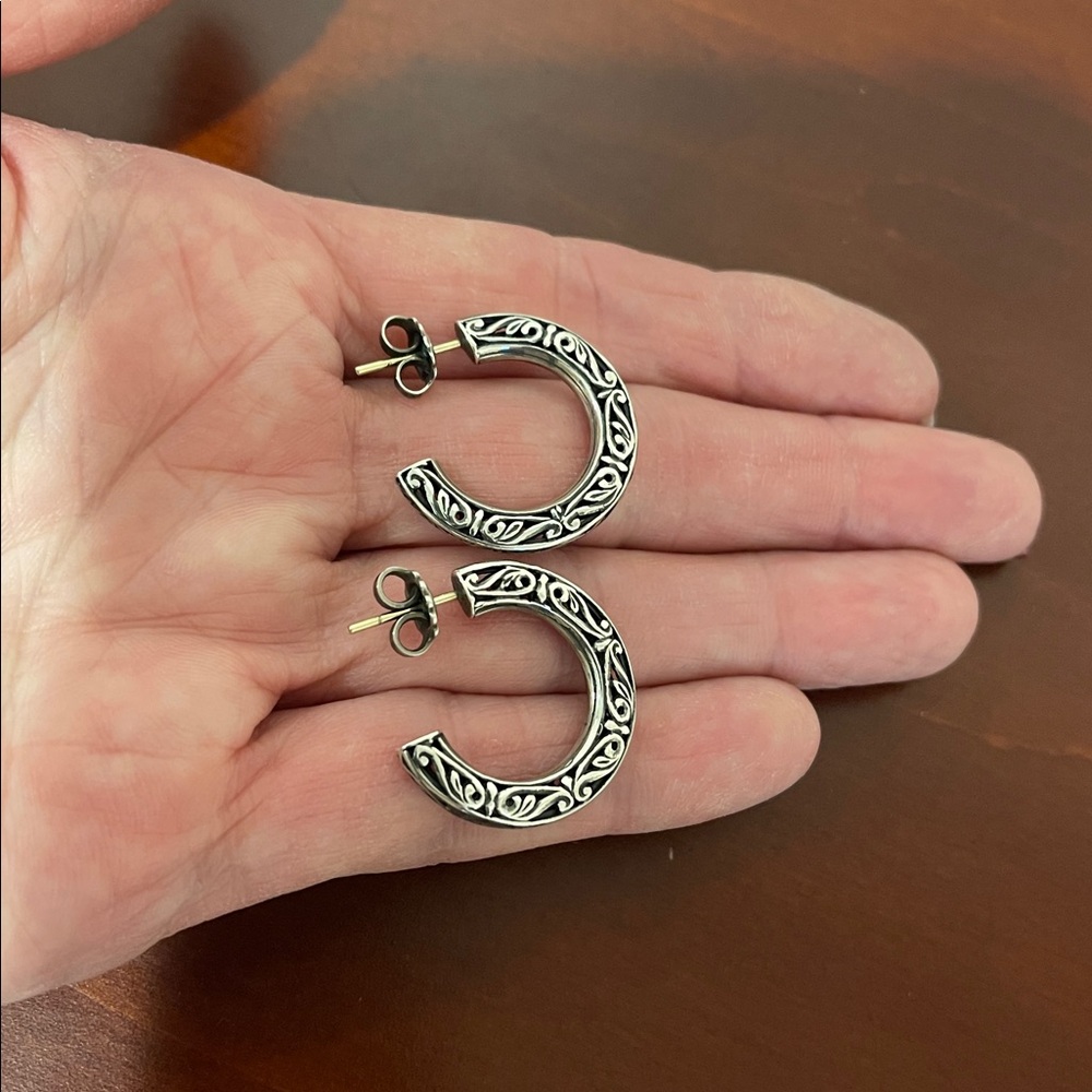 *Price Firm* Konstantino Sterling Silver & Genuine Gold Post Open Hoop Earrings